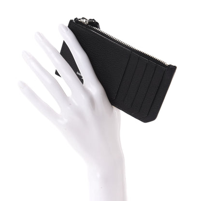 Saint Laurent Grained Calfskin 5 Fragments Zip Pouch Card Holder Black 2 of 6