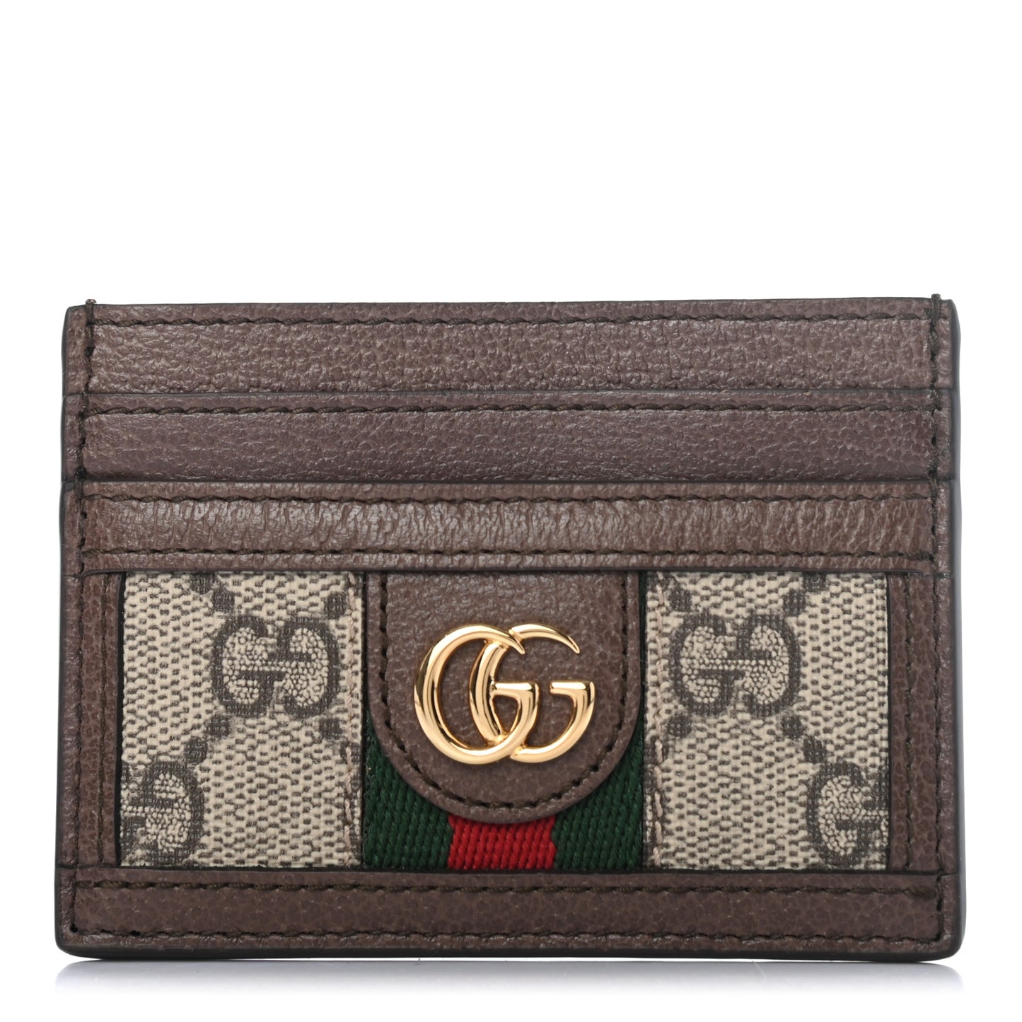 GG Supreme Monogram Ophidia Card Holder Brown
