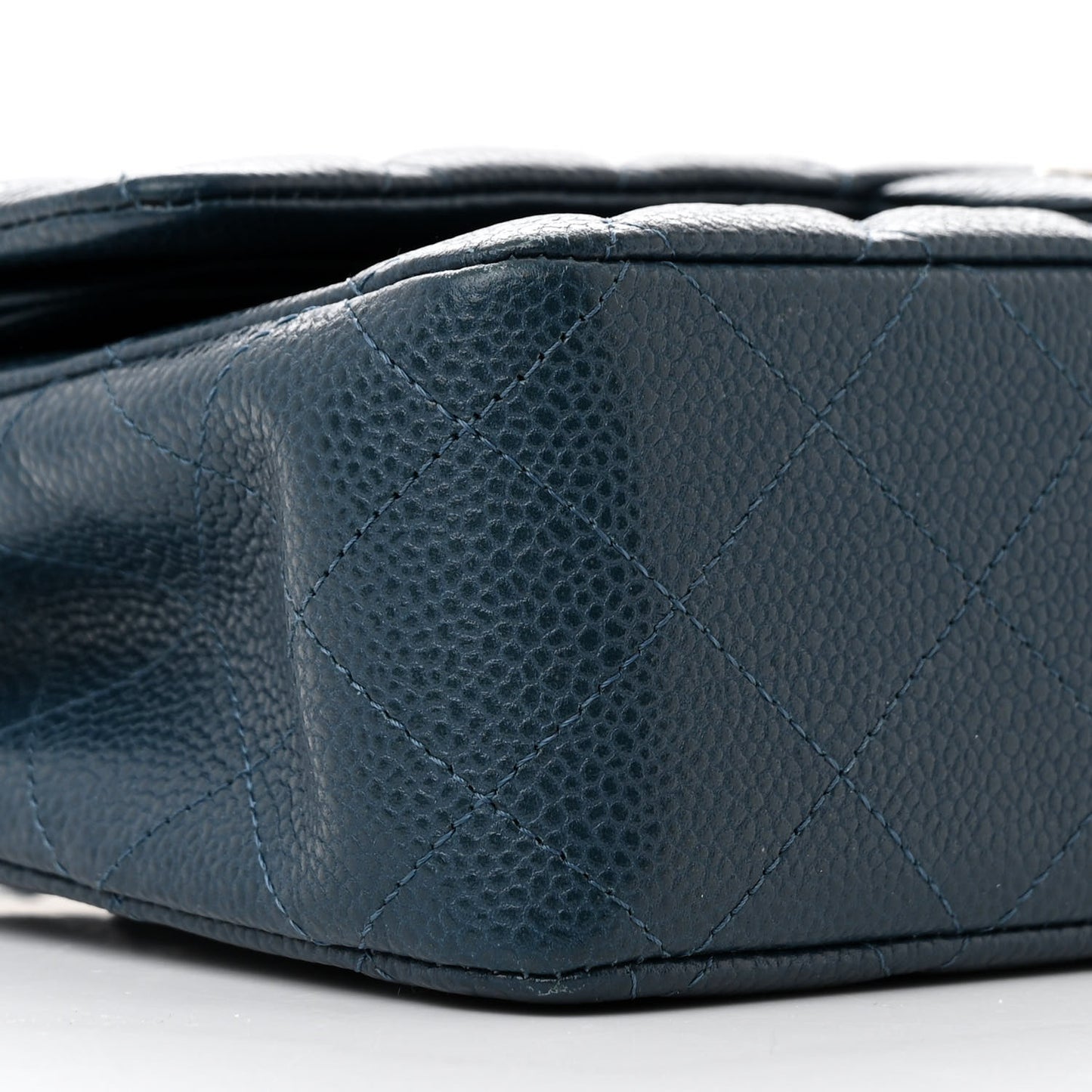 Pearly Caviar Quilted Medium Double Flap Blue