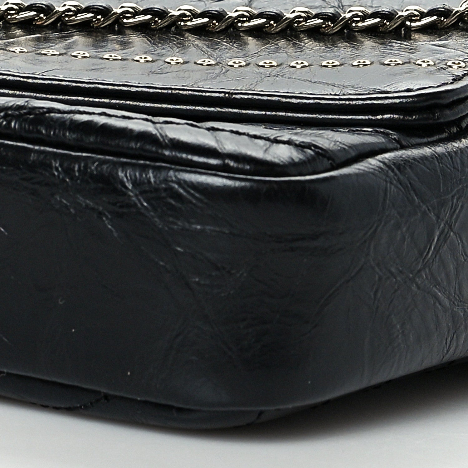 Chanel Crumpled Calfskin Chevron Chain Mini Square Flap Black 10 of 10