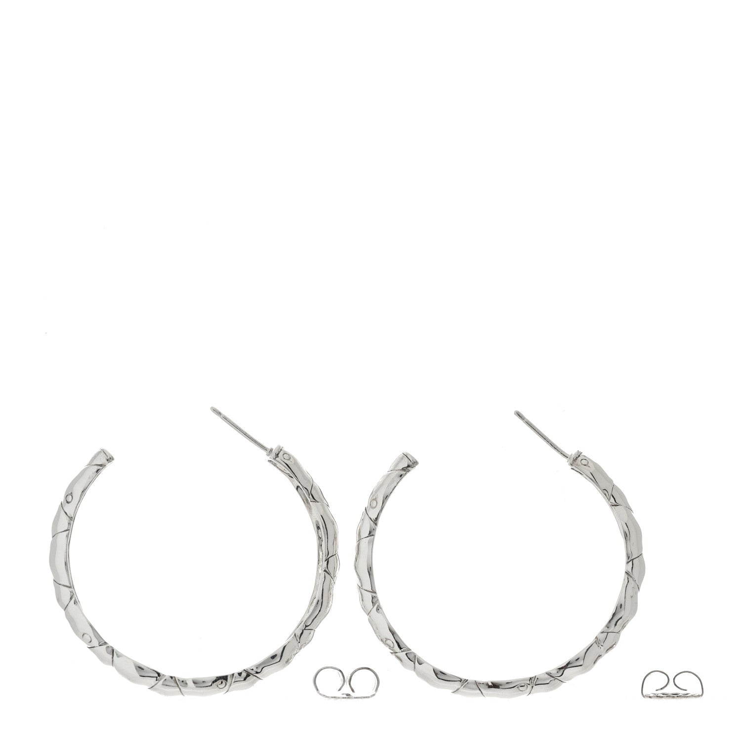 John Hardy Sterling Silver Bamboo Hoop Earrings 3 of 4