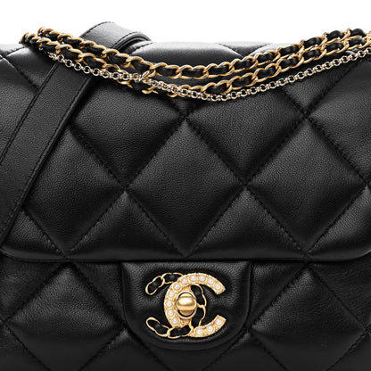 Chanel Lambskin Quilted Mini Crush On Chains Flap Bag Black 7 of 10