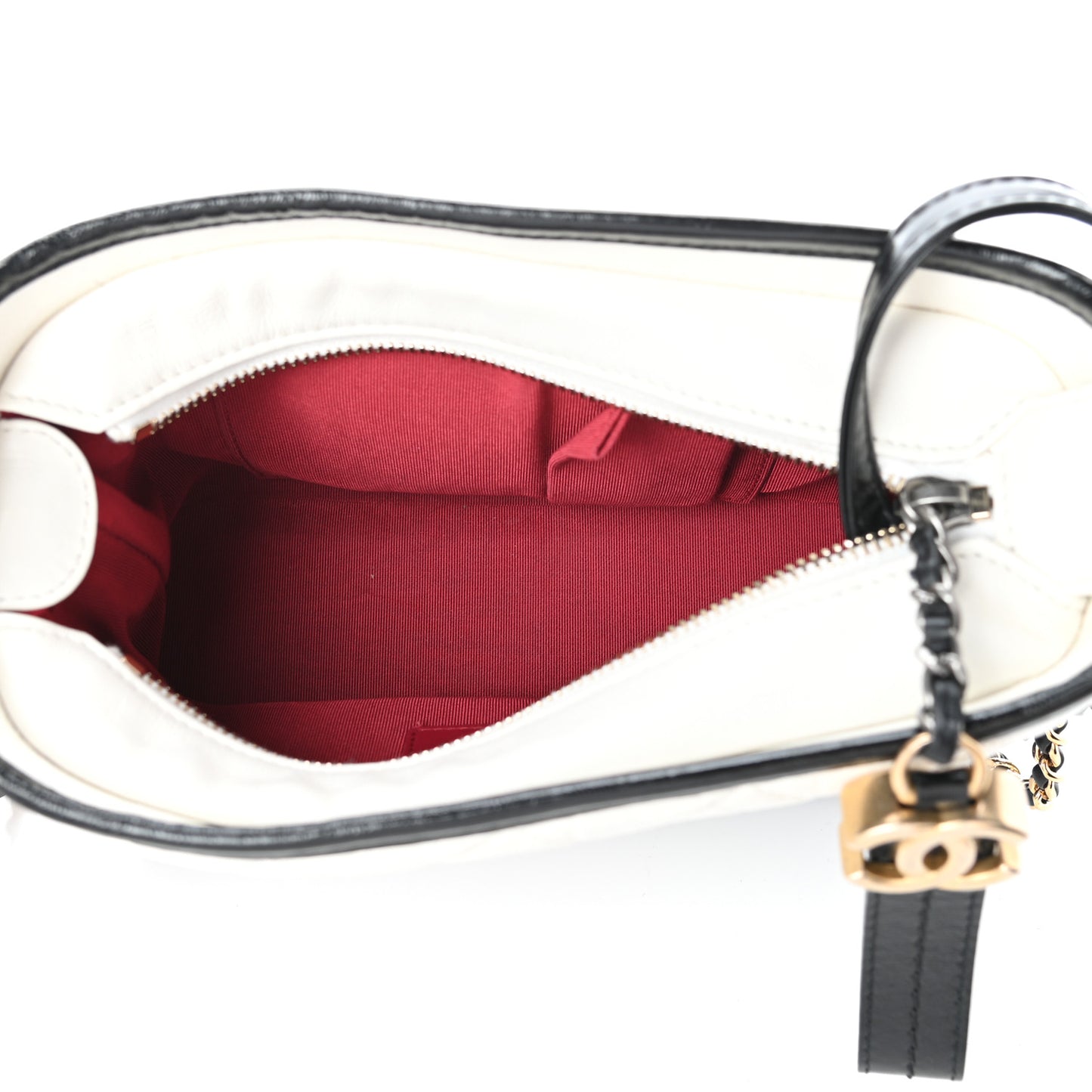 Aged Calfskin Quilted Small Gabrielle Hobo Black White