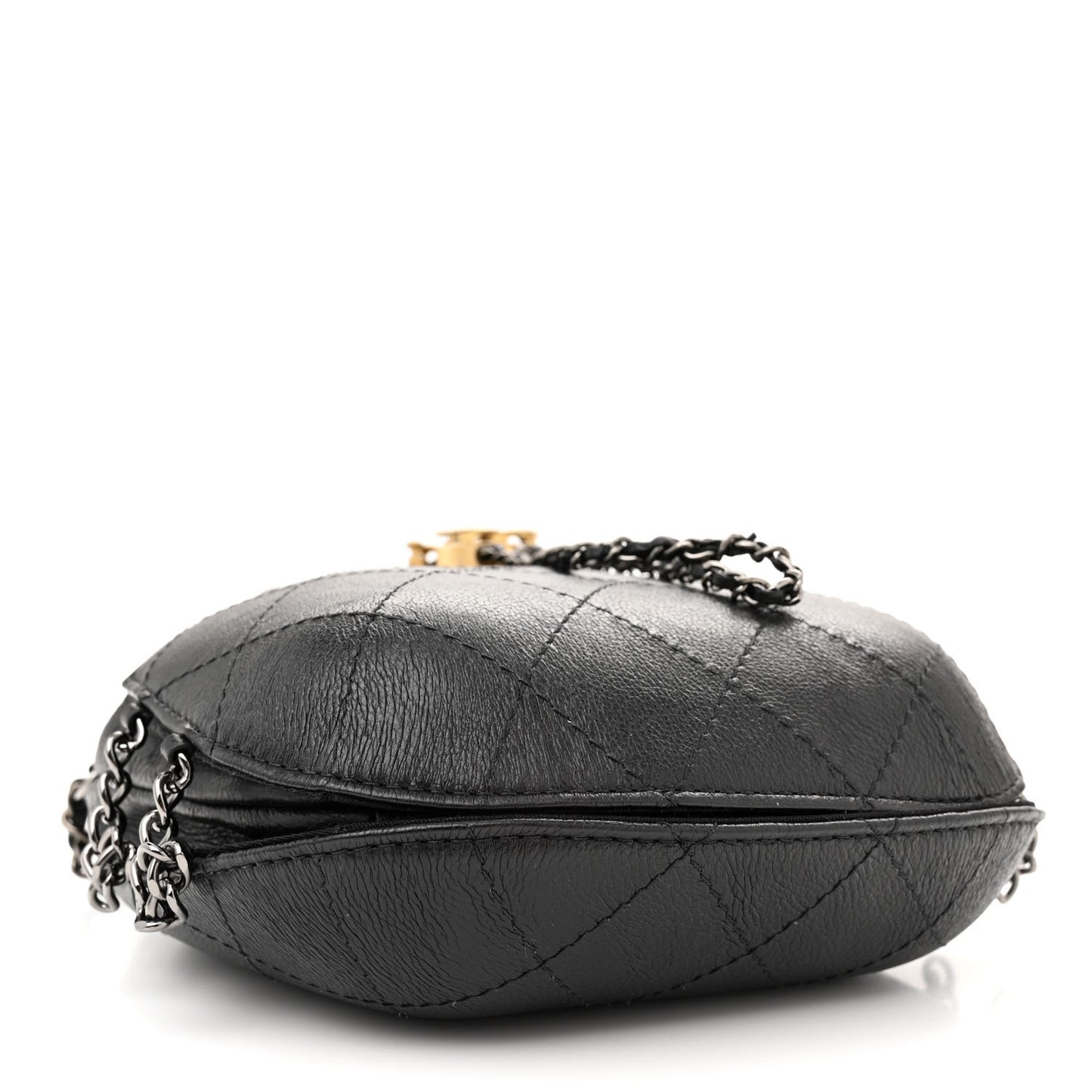 Aged Calfskin Quilted Small Gabrielle Bucket Black
