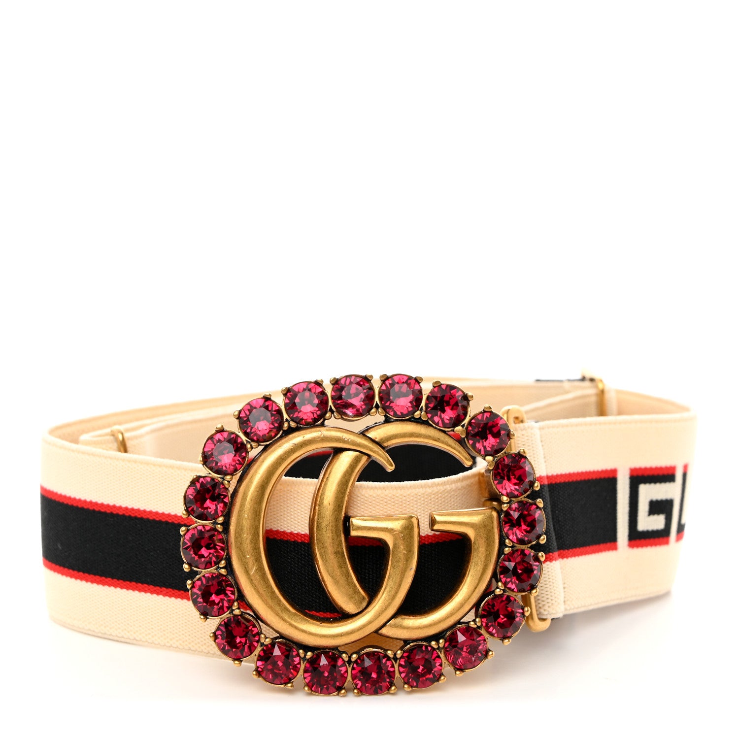 Gucci Jacquard Crystal Stripe Double G Belt 70 28 White 1 of 5