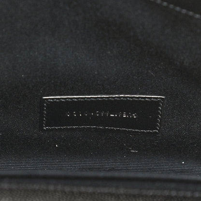 Saint Laurent Grain De Poudre Matelasse Chevron Monogram Envelope Clutch Black 7 of 10