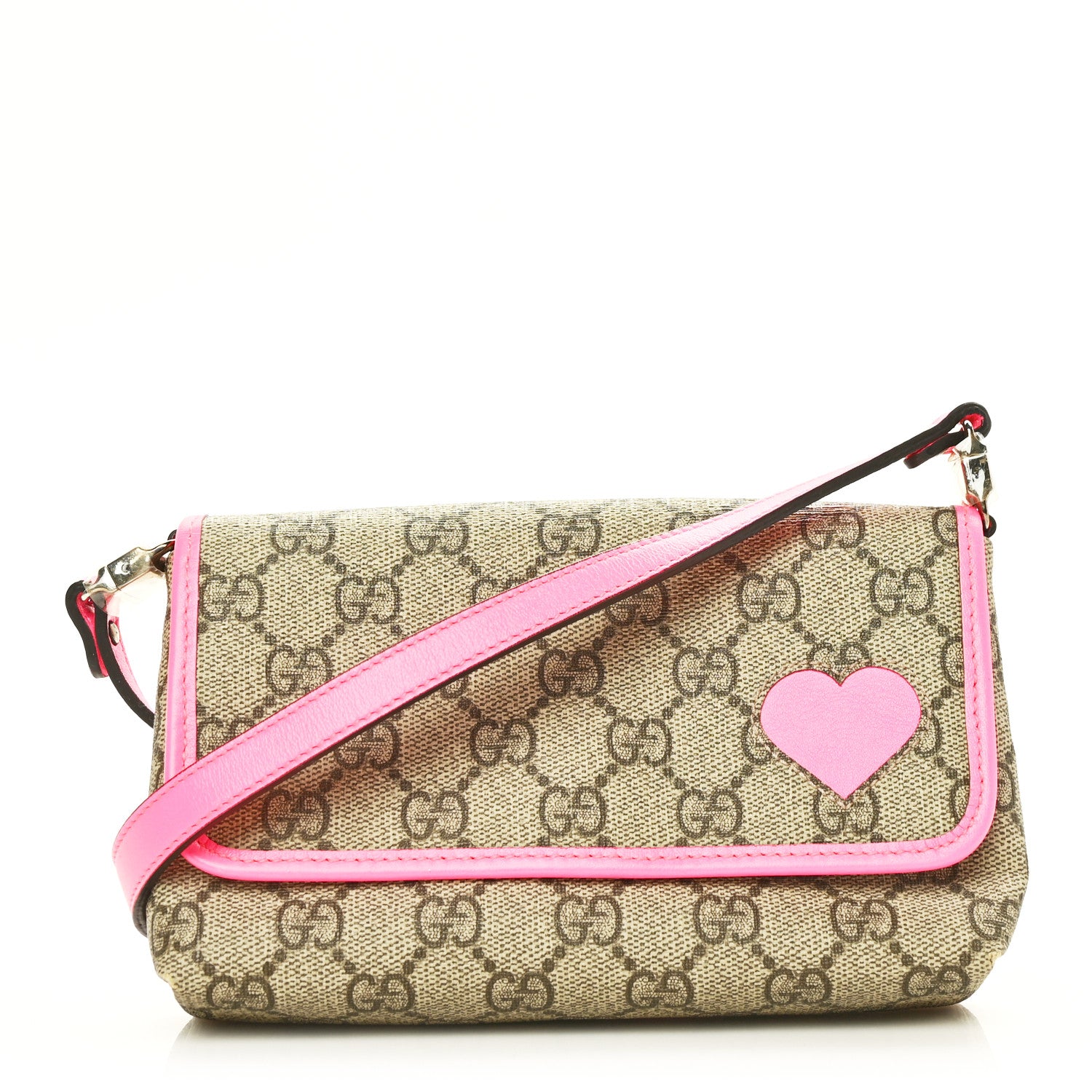 Gucci GG Supreme Monogram Kids Heart Crossbody Pink 1 of 6