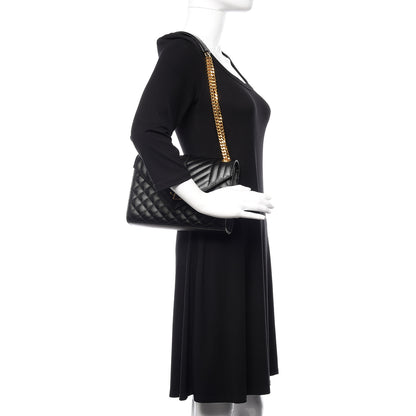 Saint Laurent Grain De Poudre Textured Mixed Matelasse Triquilt Medium Monogram Satchel Black 2 of 10