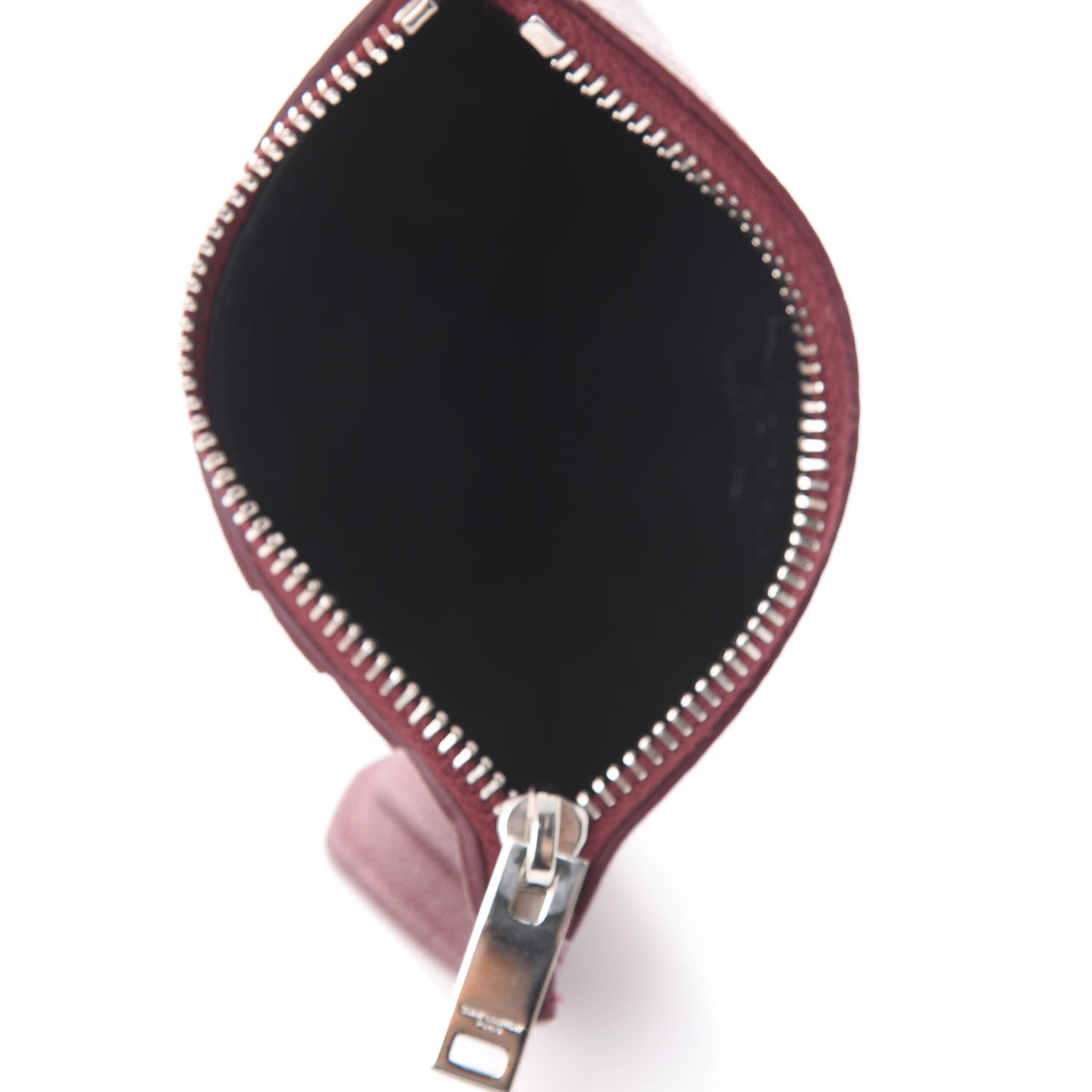 Saint Laurent Grained Calfskin 5 Fragments Zip Pouch Card Holder Burgundy 5 of 8