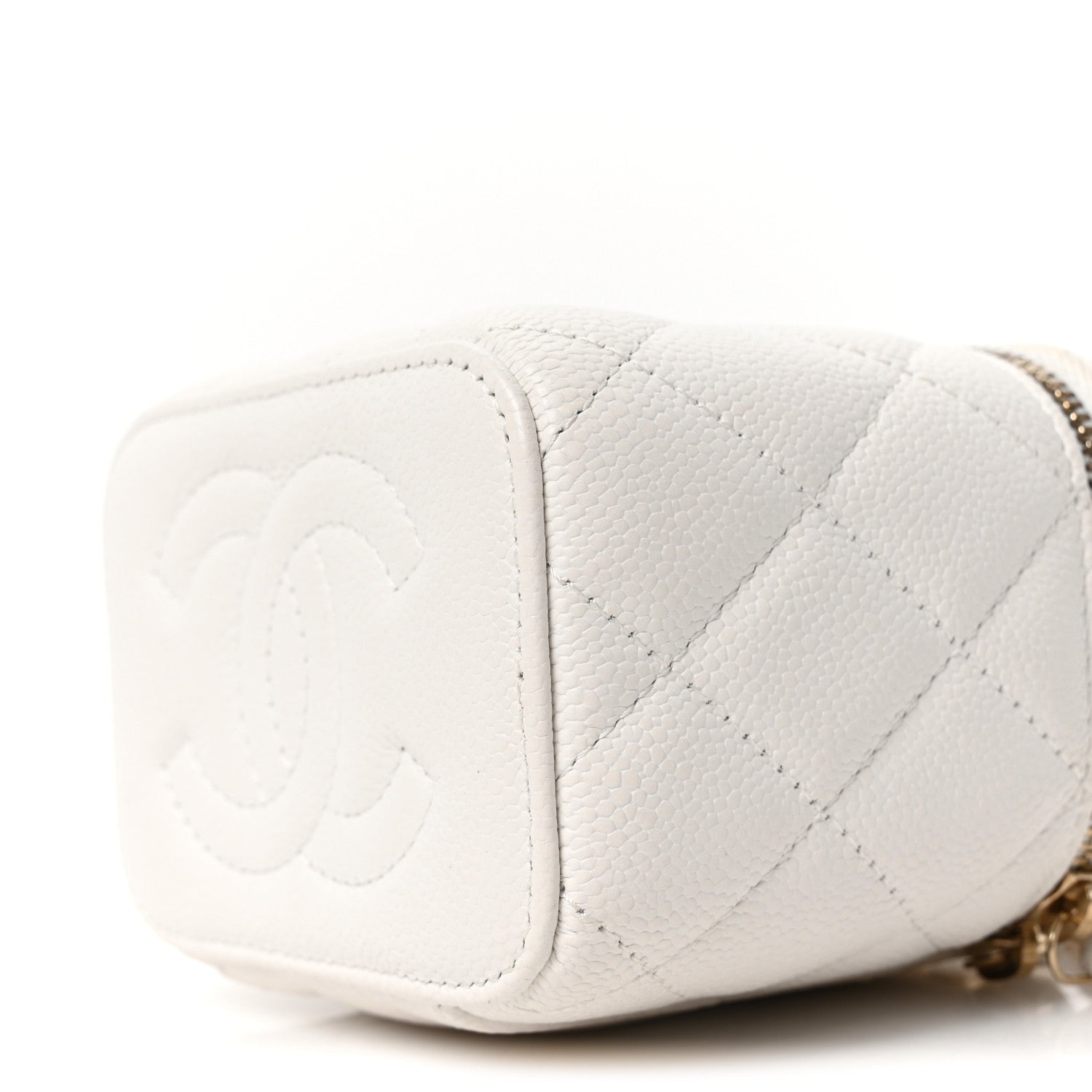 Chanel Caviar Quilted Sweetheart Mini Vanity Case  White White 10 of 10