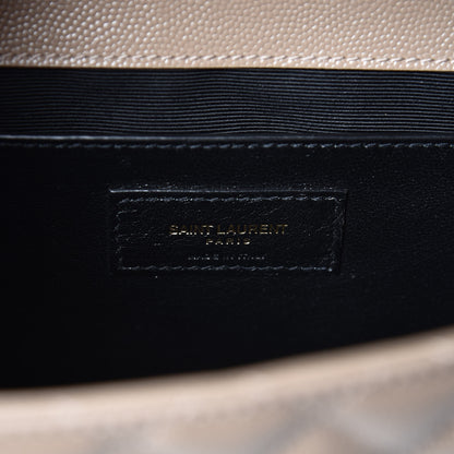 Saint Laurent Grain De Poudre Textured Mixed Matelasse Medium Triquilt Monogram Satchel Taupe 7 of 7