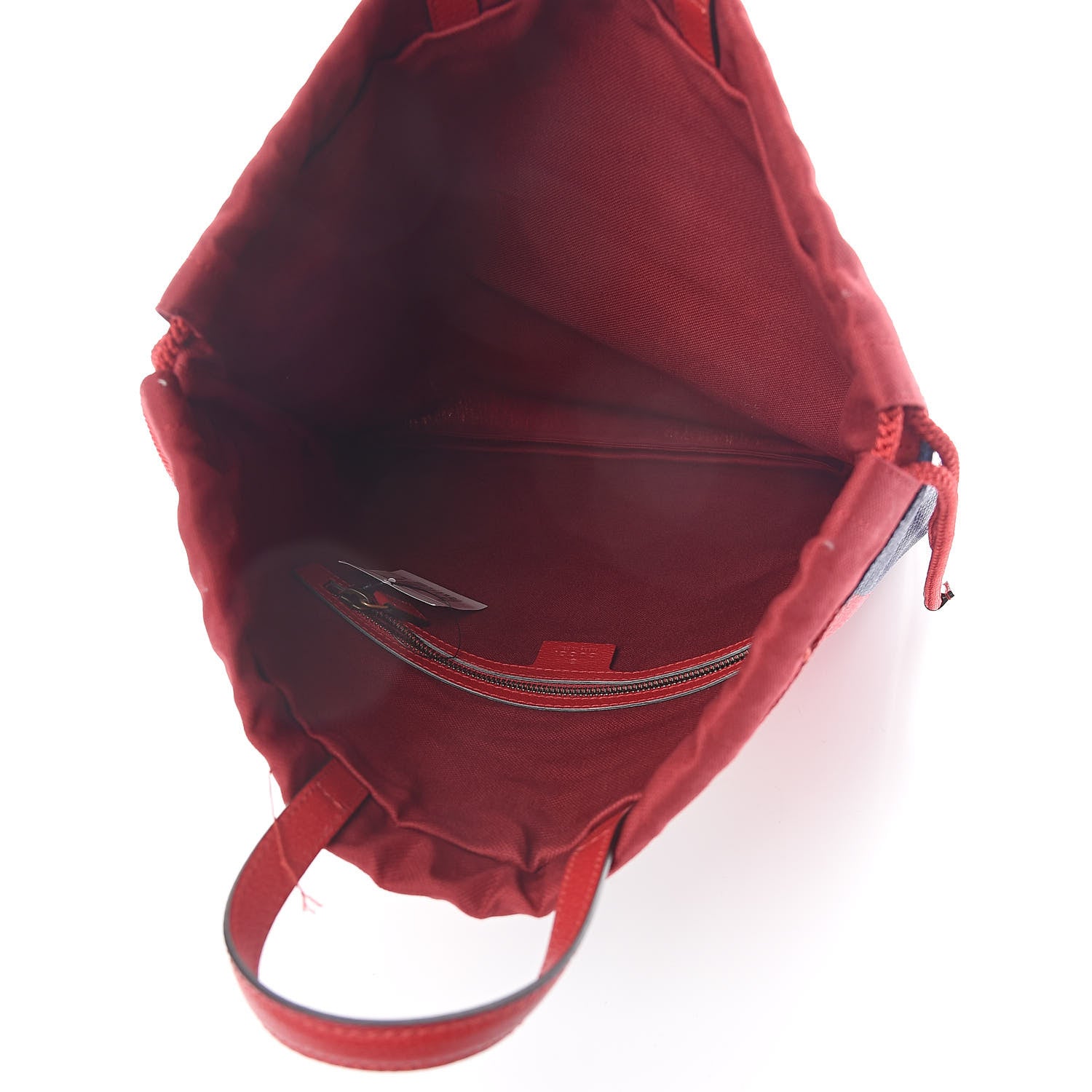 Gucci Canvas Logo Sylvie Stripe Drawstring Backpack Red 5 of 10