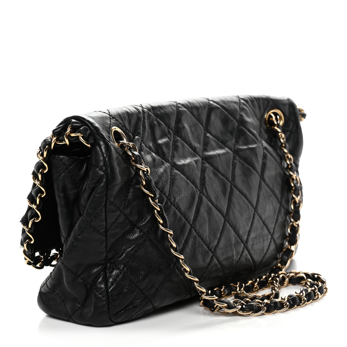 Calfskin Quilted Medium Chain Me Flap Black