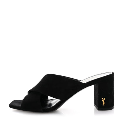 Saint Laurent Suede LouLou 70 Mule Sandals 36 Black 1 of 9