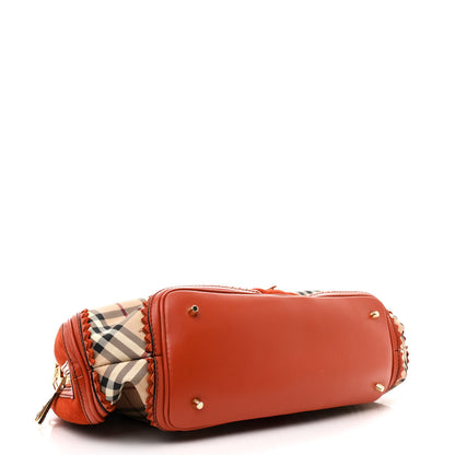 Burberry Haymarket Check Suede Prorsum Tassel Shrimpton Bag Tangerine 4 of 11