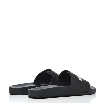 Balenciaga PVC Logo Mens Pool Slide Sandals 42 Black White 4 of 9