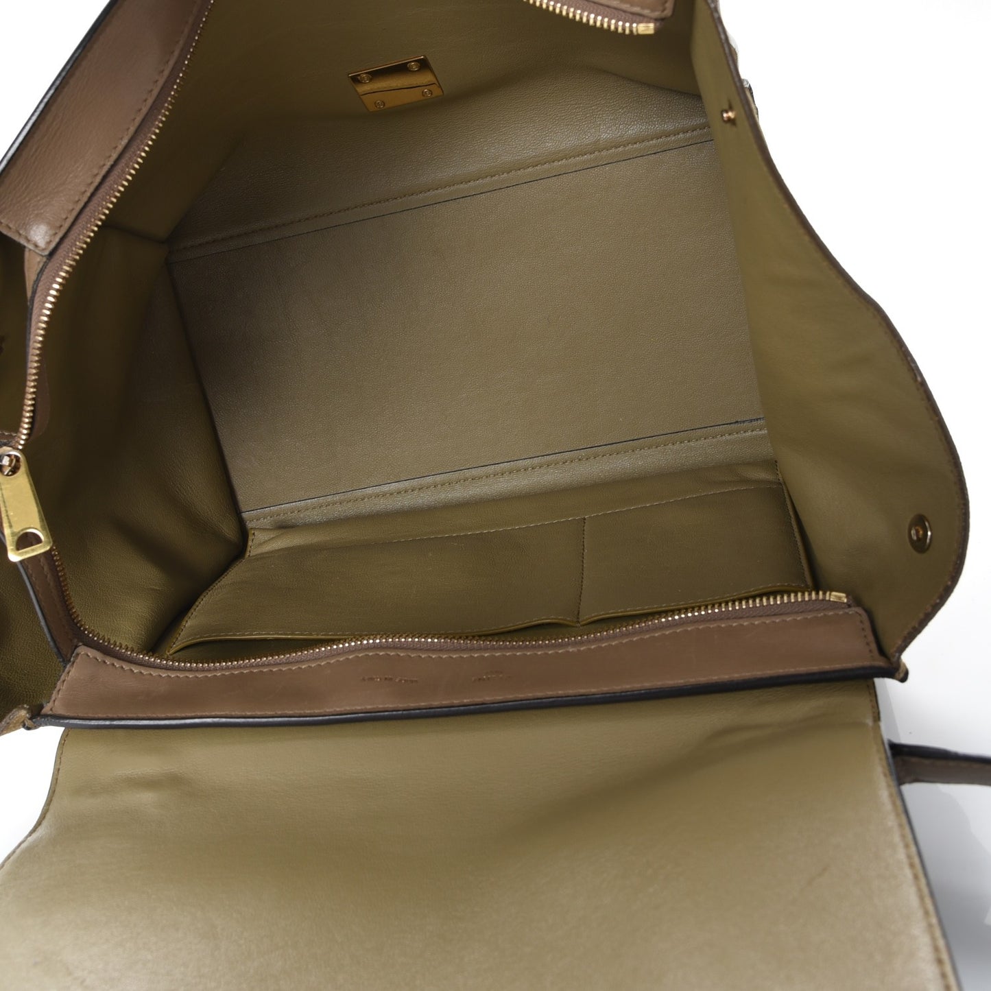 Smooth Calfskin Suede Medium Tri-Color Trapeze Olive