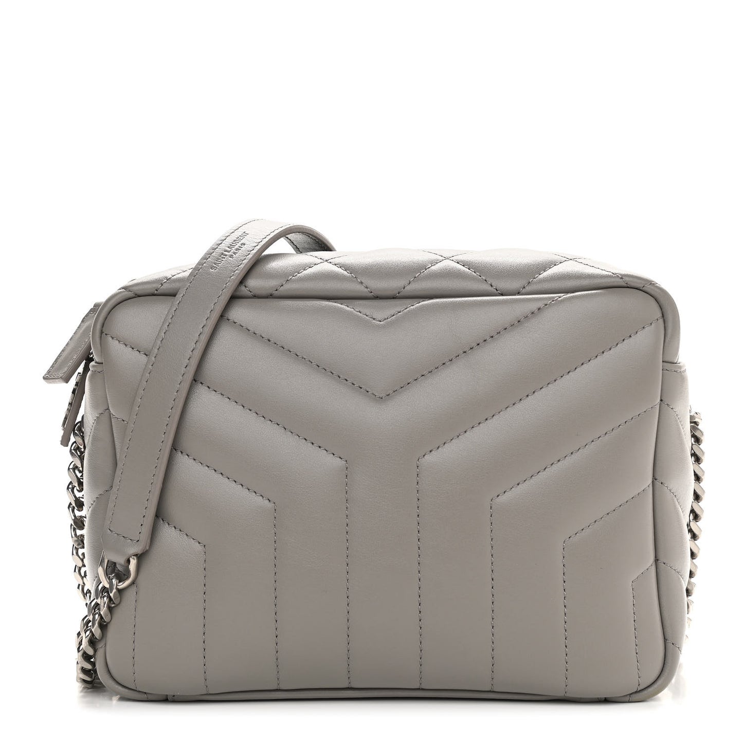 Calfskin Y Quilted Monogram Small Loulou Bowling Bag Light Gray