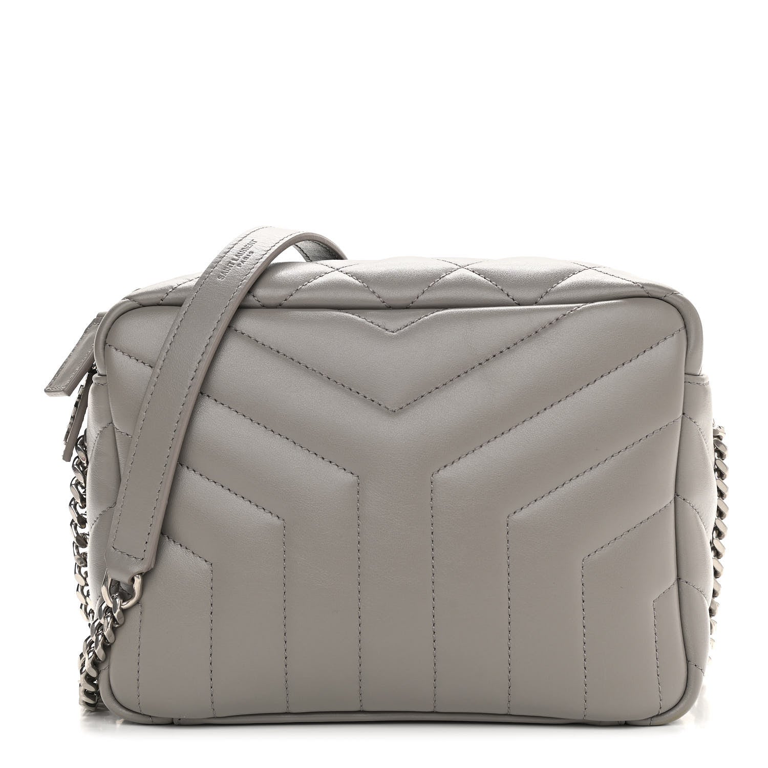 Saint Laurent Calfskin Y Quilted Monogram Small Loulou Bowling Bag Light Gray 1 of 14