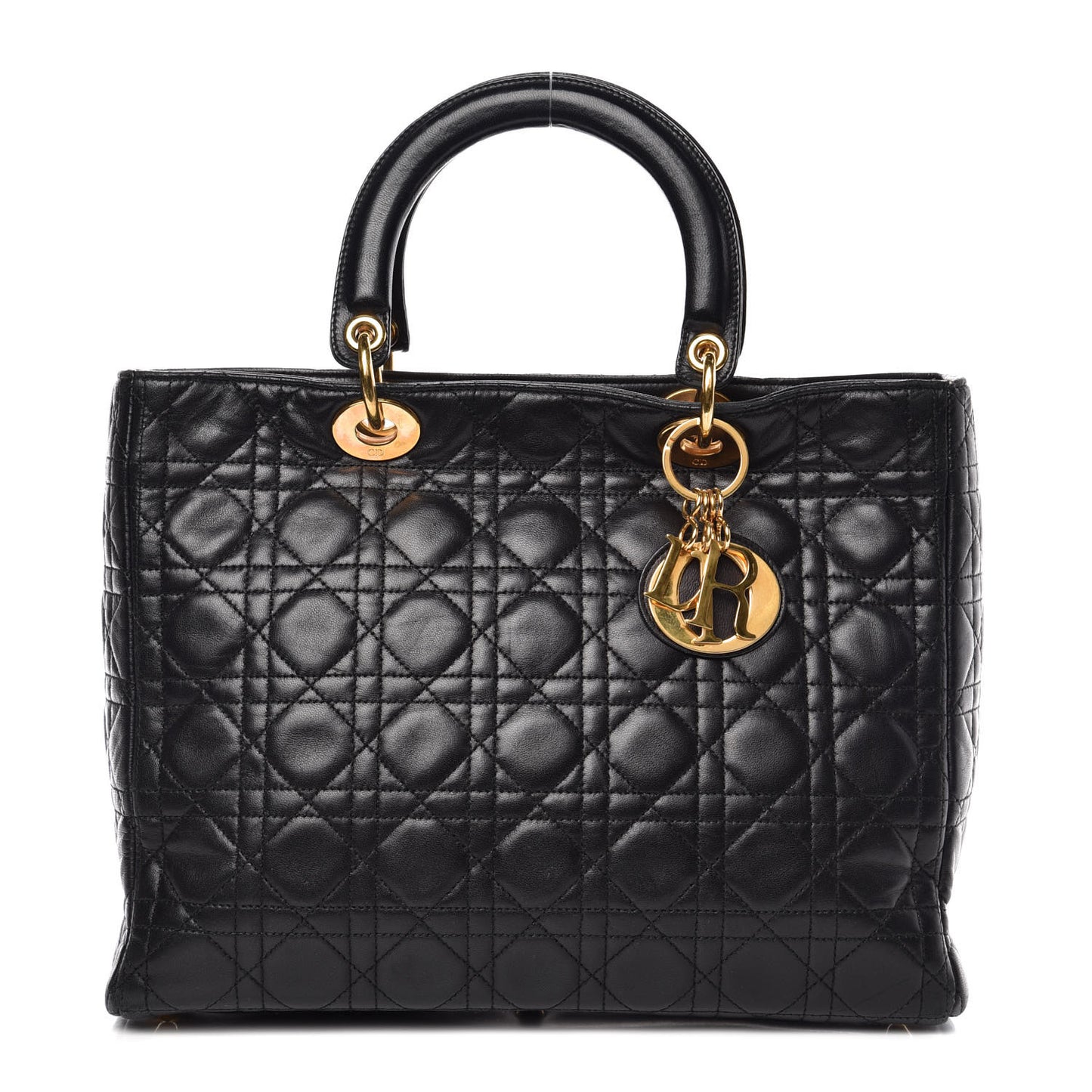 Lambskin Cannage Large Lady Dior Black