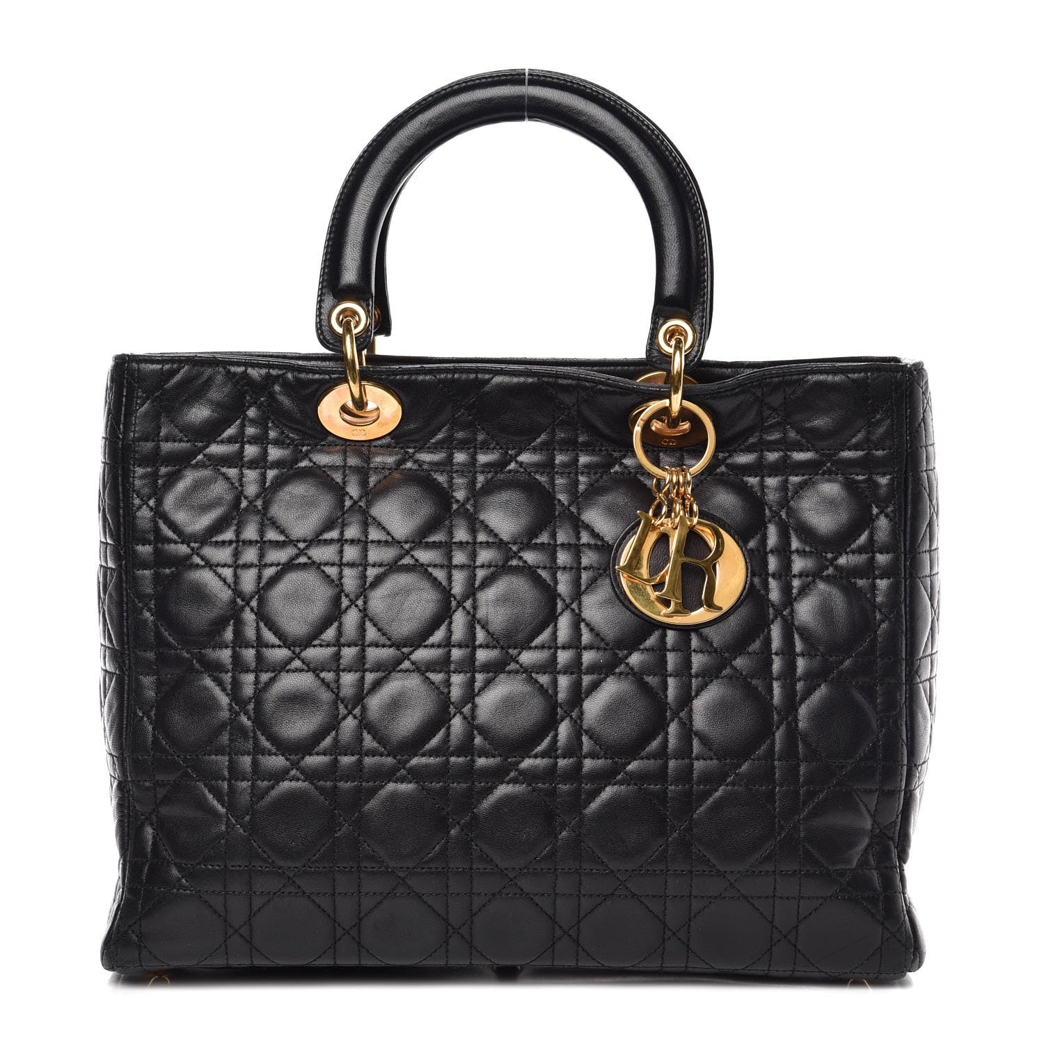 Christian Dior Lambskin Cannage Large Lady Dior Black 1 of 10