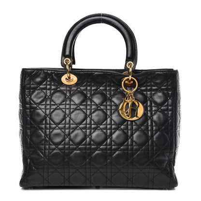 Christian Dior Lambskin Cannage Large Lady Dior Black 1 of 10