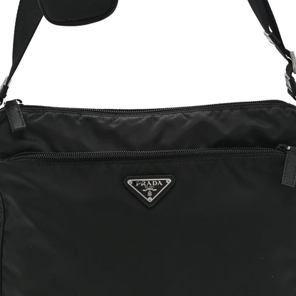 Prada Re-Nylon Vela Saffiano Pocket Double Zip Messenger Bag Black 8 of 10