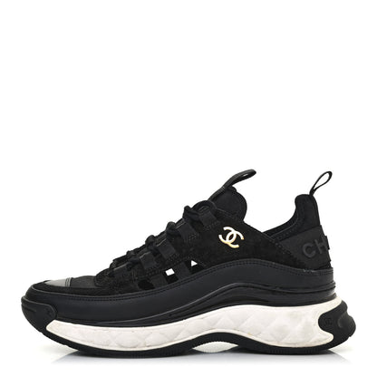 Chanel Fabric Calfskin Suede CC Sneakers 36 Black 1 of 4