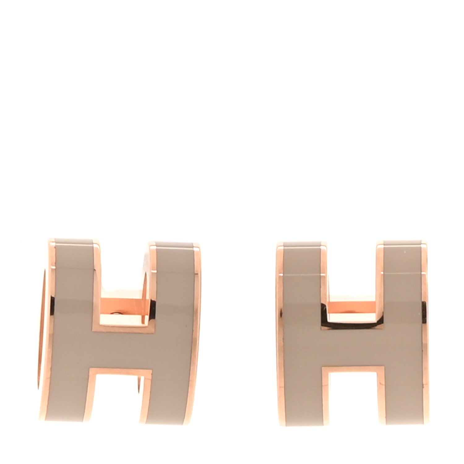 Hermes Rose Gold Lacquered Mini Pop H Earrings Marron Glace 1 of 5