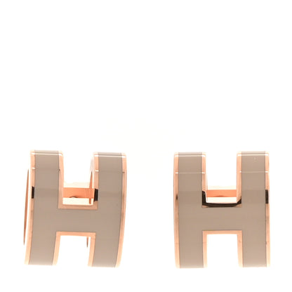 Hermes Rose Gold Lacquered Mini Pop H Earrings Marron Glace 1 of 5