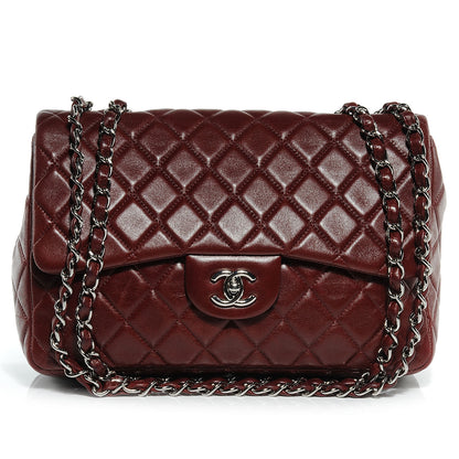 Chanel Lambskin Jumbo Single Flap Dark Red 1 of 8