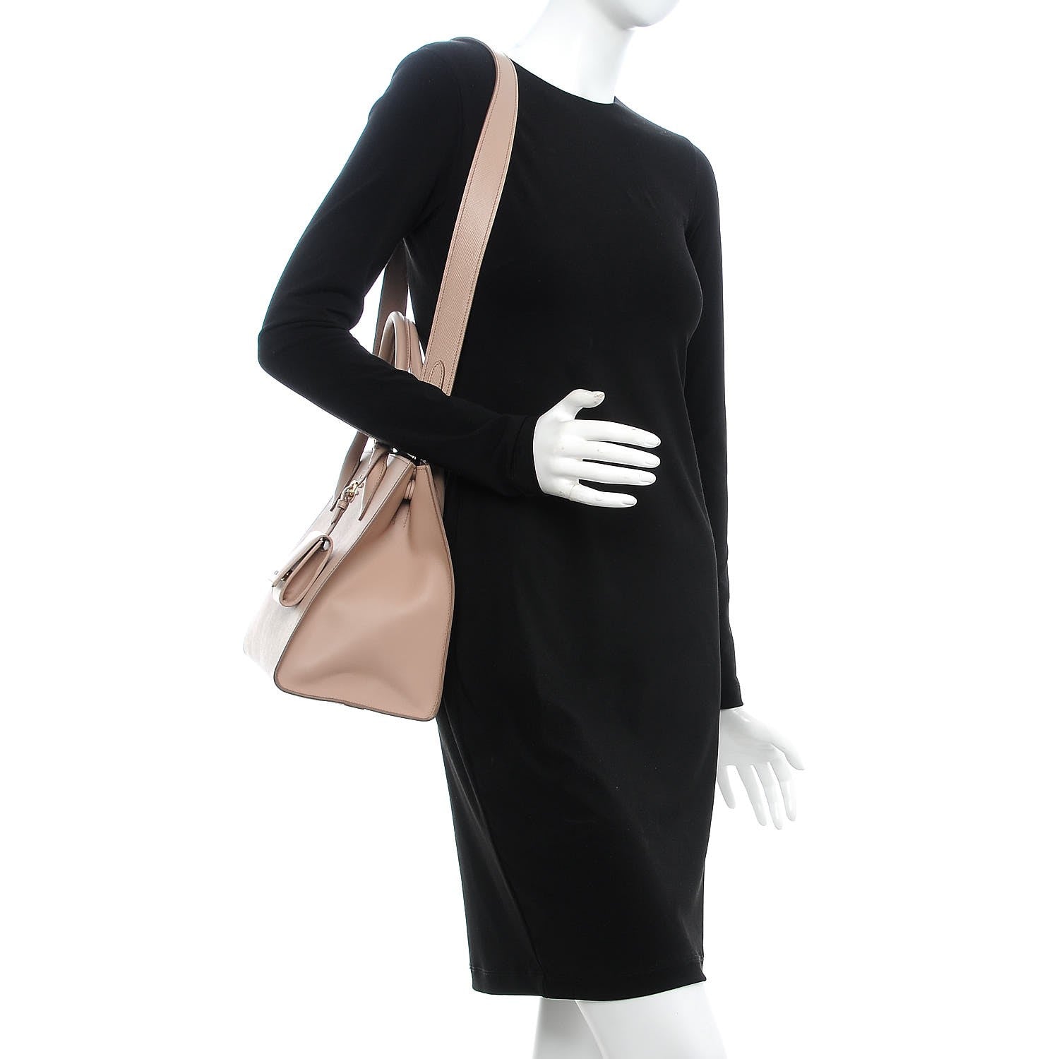 Prada Saffiano Cuir Calfskin Medium Monochrome Top Handle Tote Cipria 2 of 6