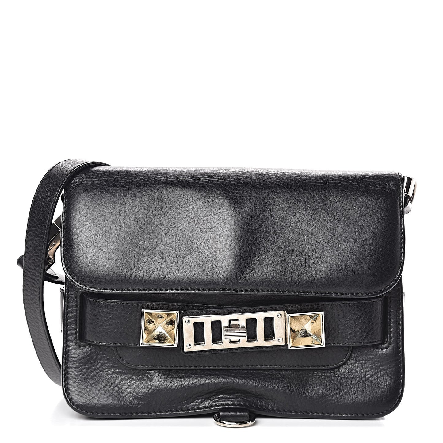 Pebbled Calfskin Mini PS11 Classic Shoulder Bag Black