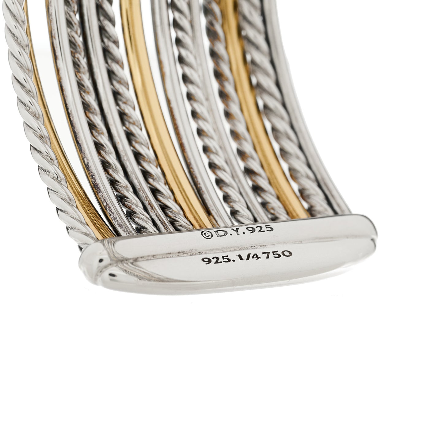Sterling Silver 18K Yellow Gold Wide Crossover Cuff Bracelet