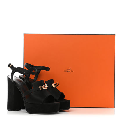Hermes Velvet Goatskin Calas Sandals 38.5 Black 9 of 9