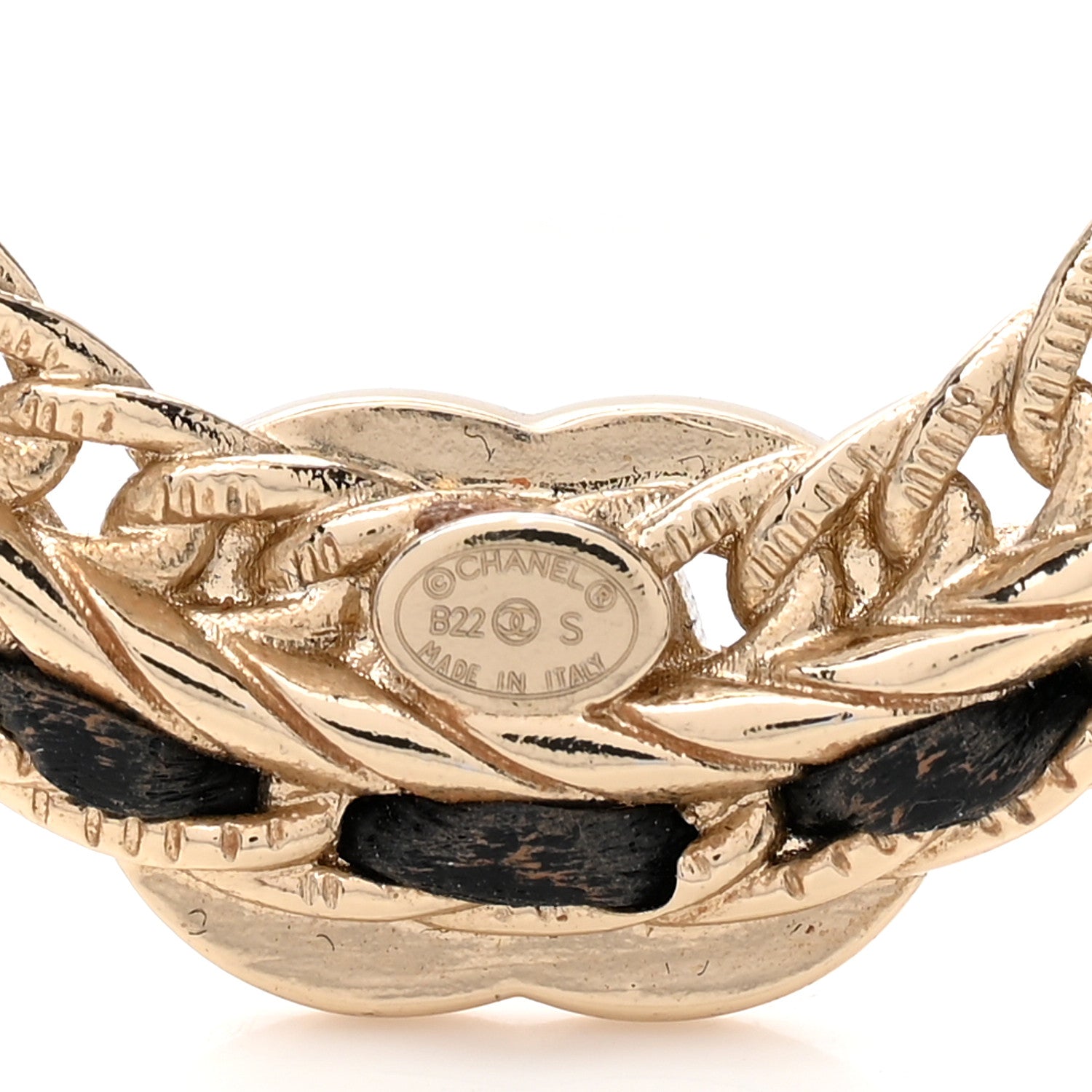 Chanel Crystal Lambskin CC Chain Hoop Earrings Gold Black 4 of 6