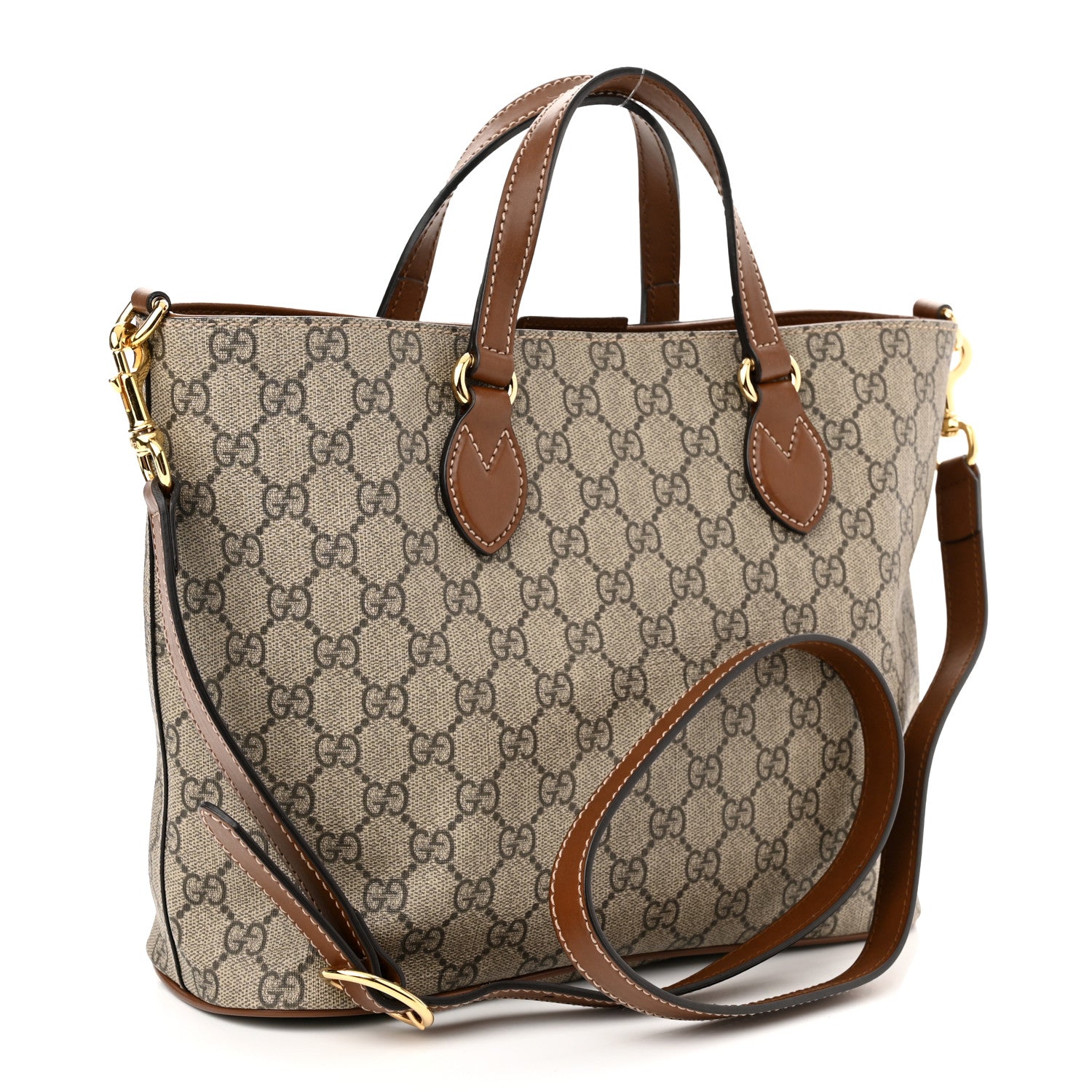 Gucci Soft GG Supreme Monogram Small Crossbody Tote Beige Cuir 3 of 10