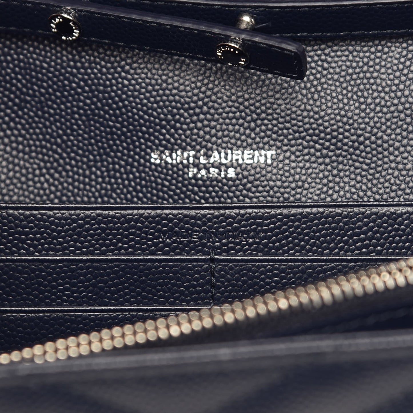 Grain De Poudre Matelasse Chevron Monogram Chain Wallet Deep Marine