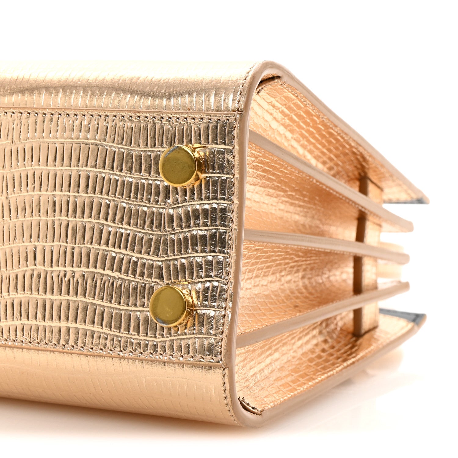 Saint Laurent Metallic Calfskin Lizard Embossed Nano Sac De Jour Gold 10 of 10