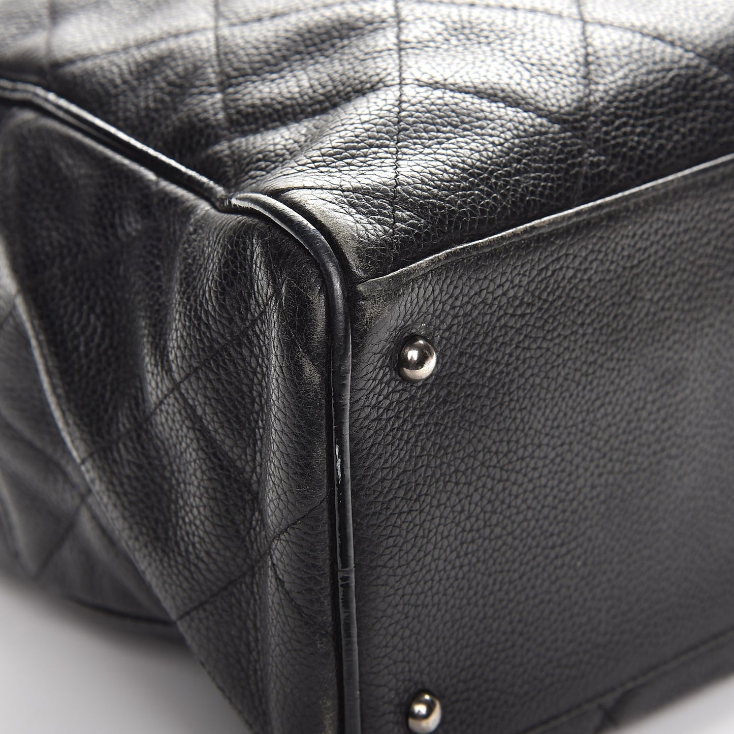 Caviar Patent Quilted Large Bowler Black