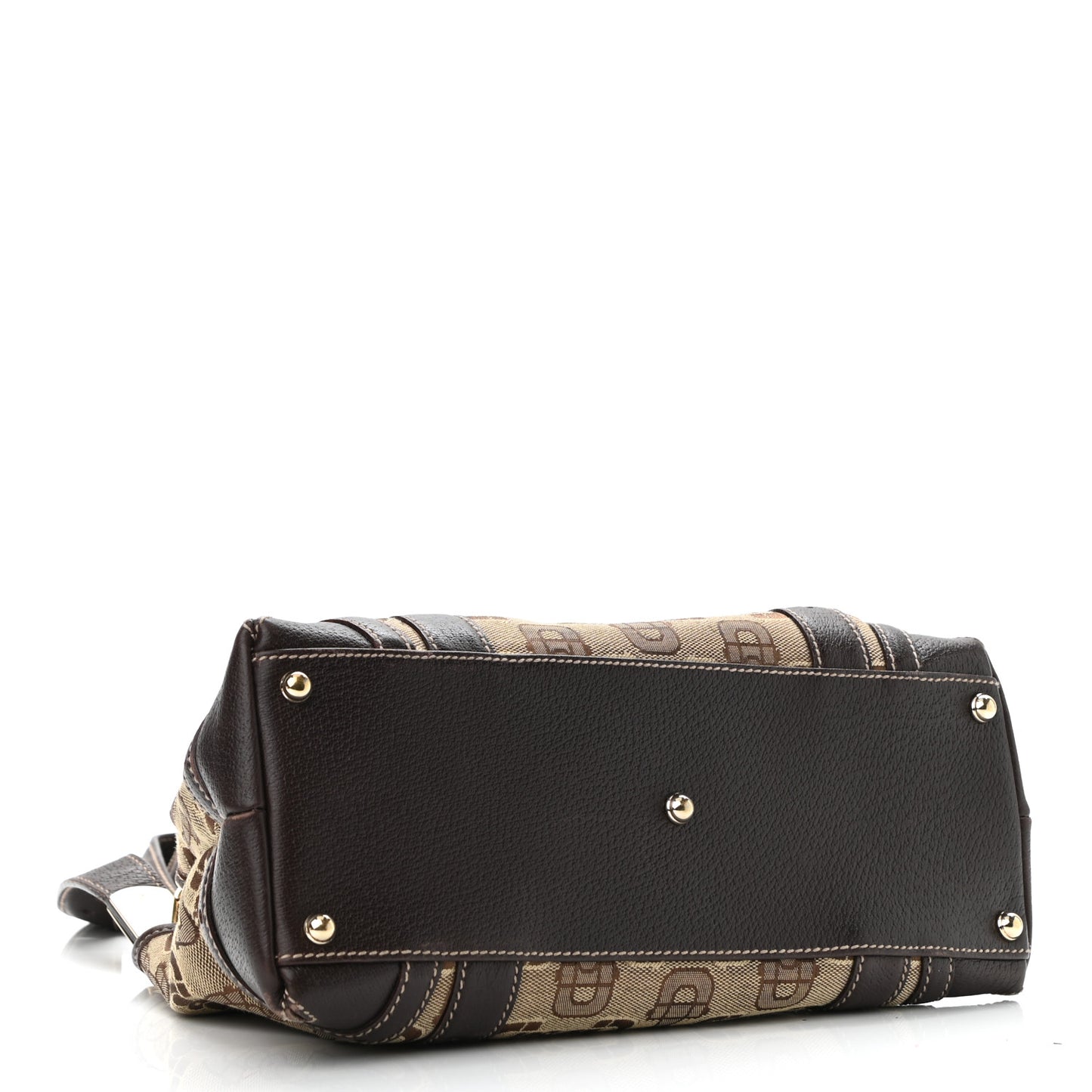 Canvas Horsebit Print Shoulder Bag Brown