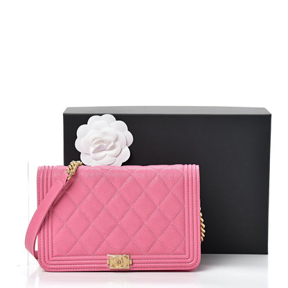 Chanel Caviar Quilted Boy Wallet On Chain WOC Pink 11 of 11