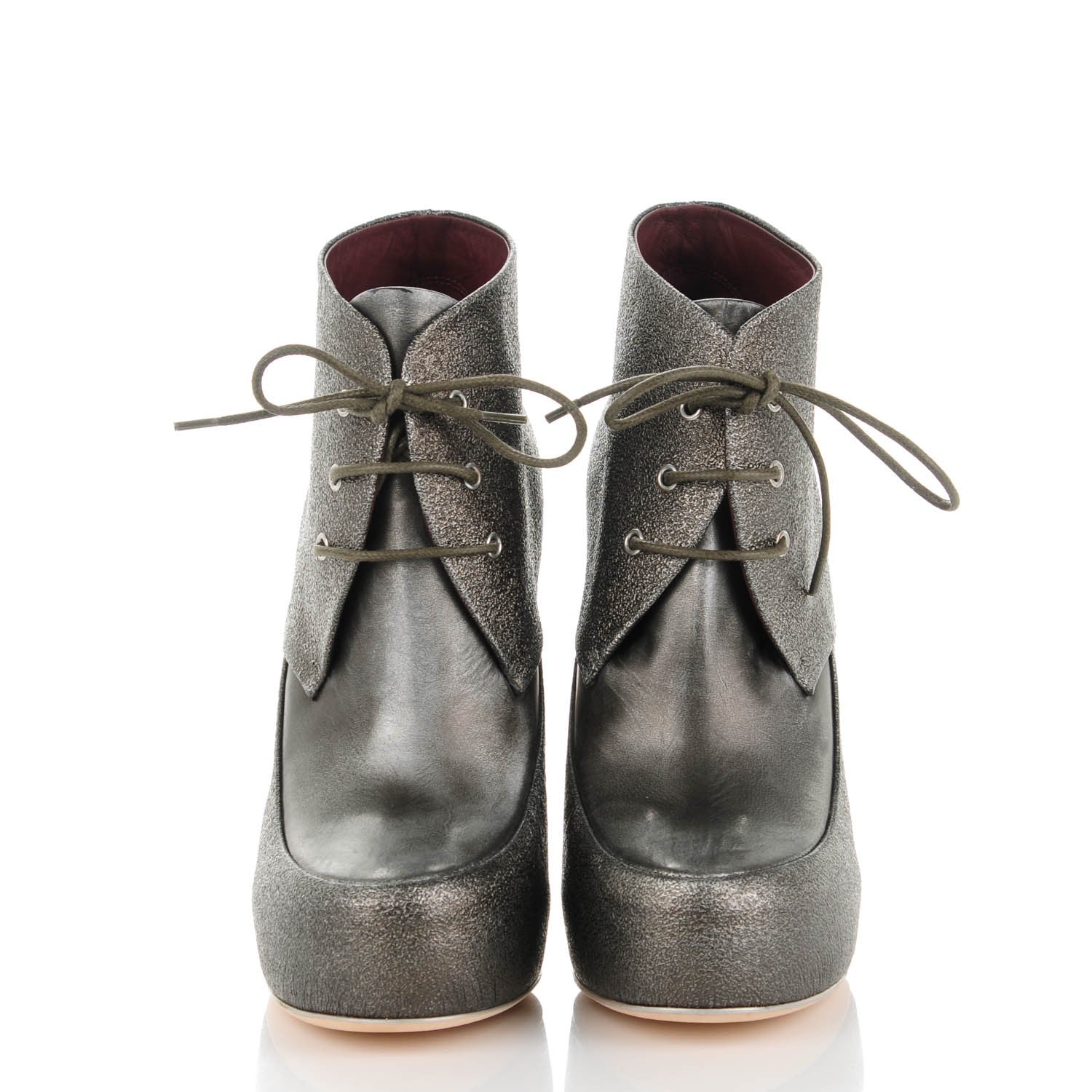 Chanel Metallic Calfskin Lacets Booties 38 Khaki 2 of 8