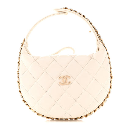 Chanel Lambskin Quilted Chain Around Pouch Hobo White 1 of 11