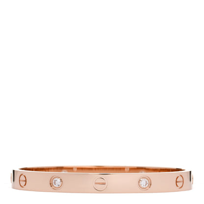 Cartier 18K Pink Gold 4 Diamond LOVE Bracelet 16 2 of 9