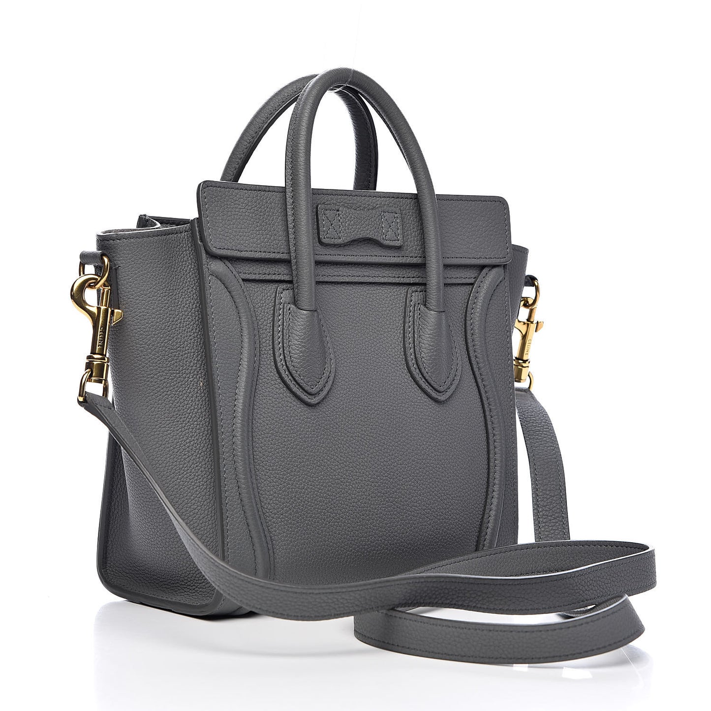 Drummed Calfskin Nano Luggage Kohl