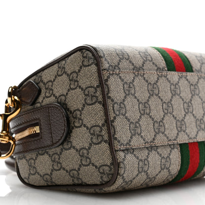 Gucci GG Supreme Monogram Textured Dollar Calfskin Web Mini Ophidia Top Handle Bag Beige Ebony New Acero 9 of 11