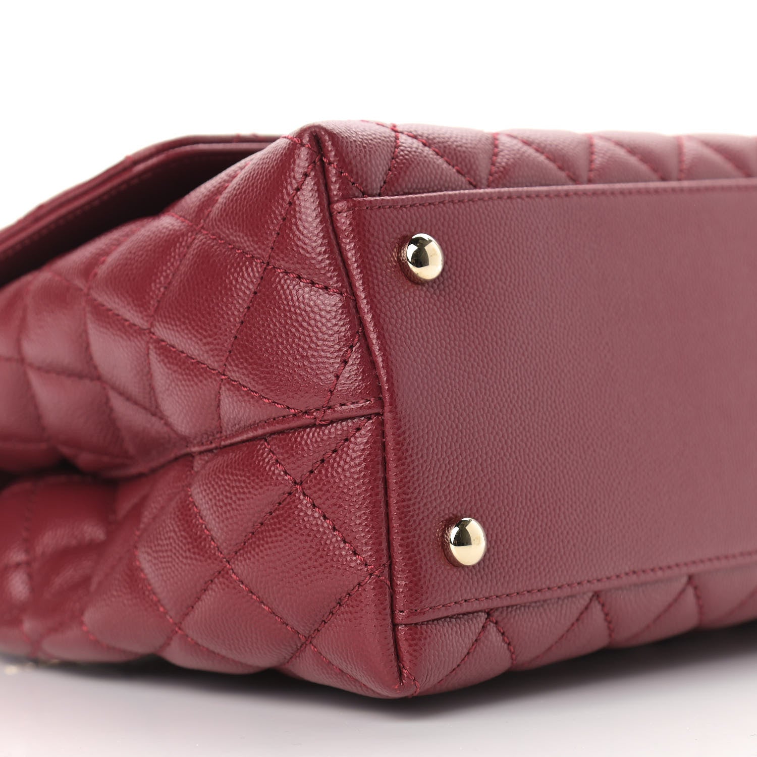 Chanel Caviar Lizard Embossed Quilted Small Coco Handle Flap Burgundy 8 of 9