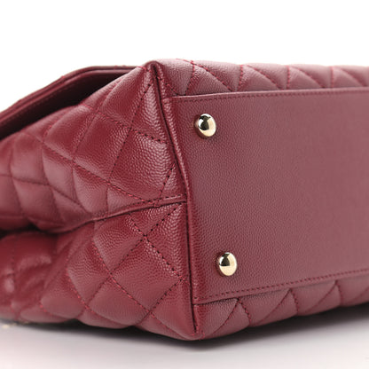 Chanel Caviar Lizard Embossed Quilted Small Coco Handle Flap Burgundy 8 of 9