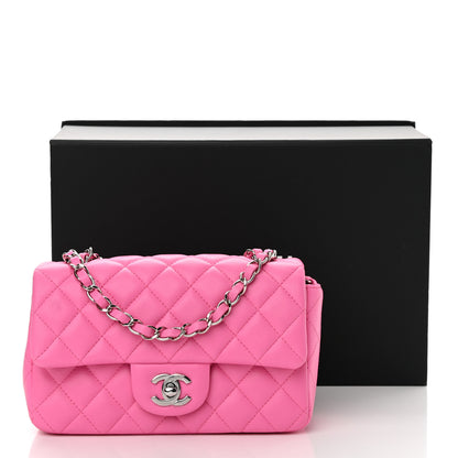 Chanel Lambskin Quilted Mini Rectangular Flap Neon Pink 12 of 12